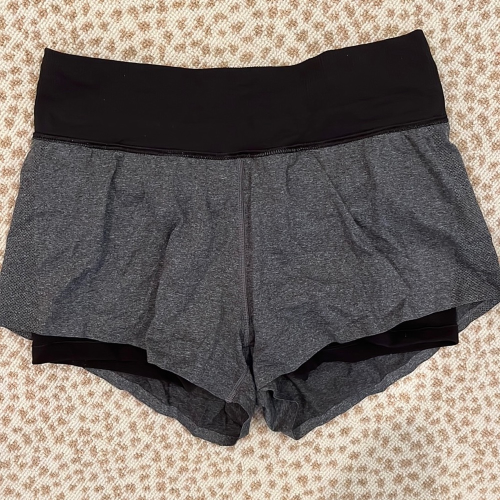 Lululemon Grey and Black Running Shorts with Built in Spandex